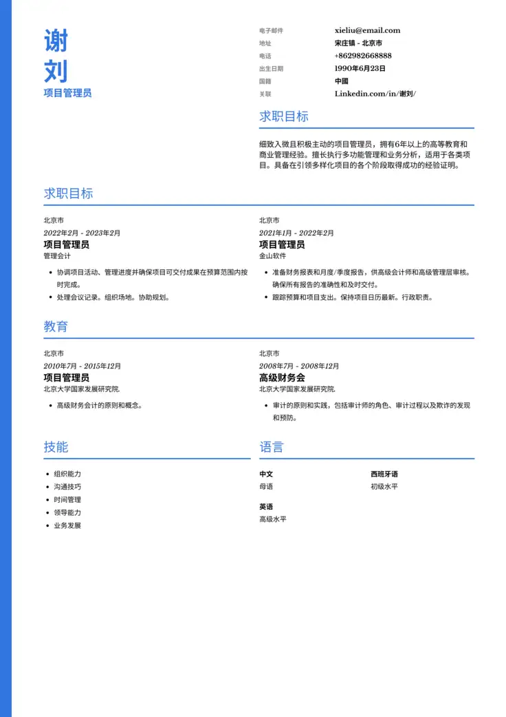 CV template 布拉格